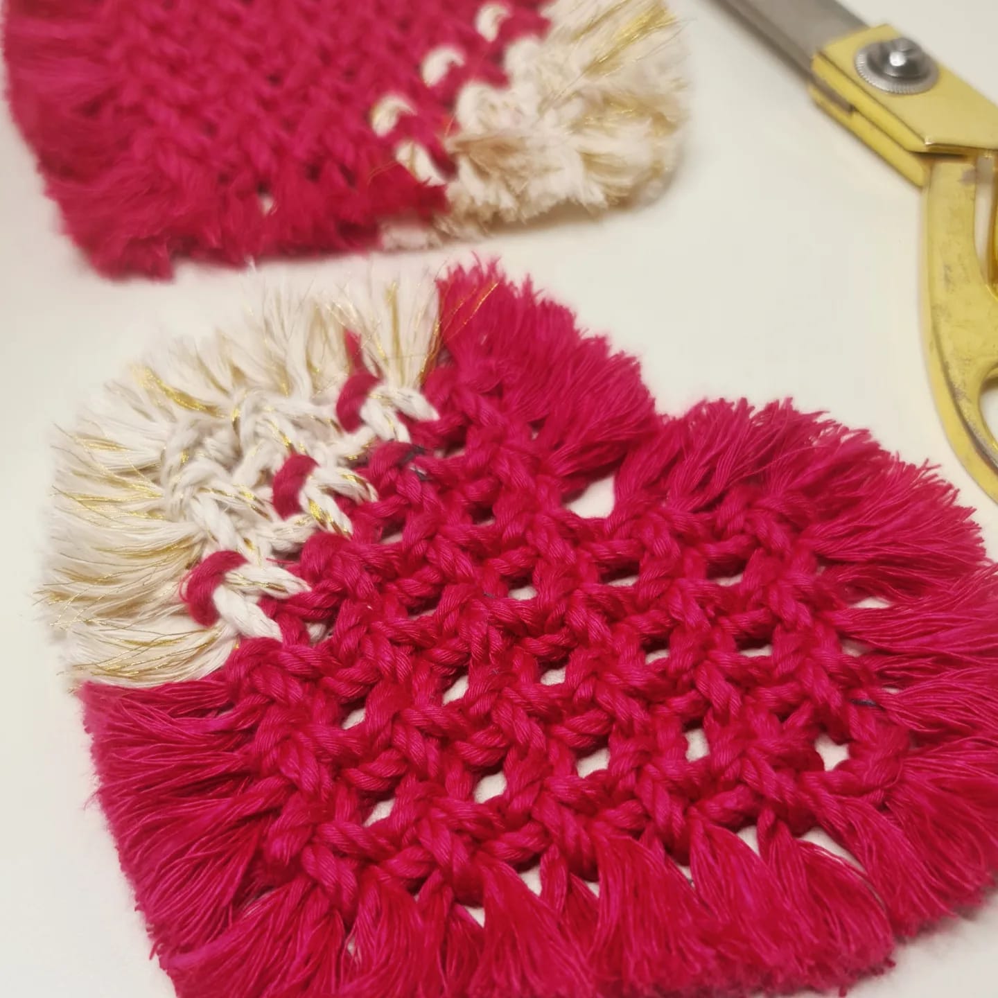 Red & White Heart Shaped Coaster (Set of 2)