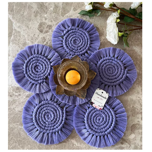Macrame Round Coasters Bohemian Style, Handmade, for Coffee Mugs, Tea Cups,