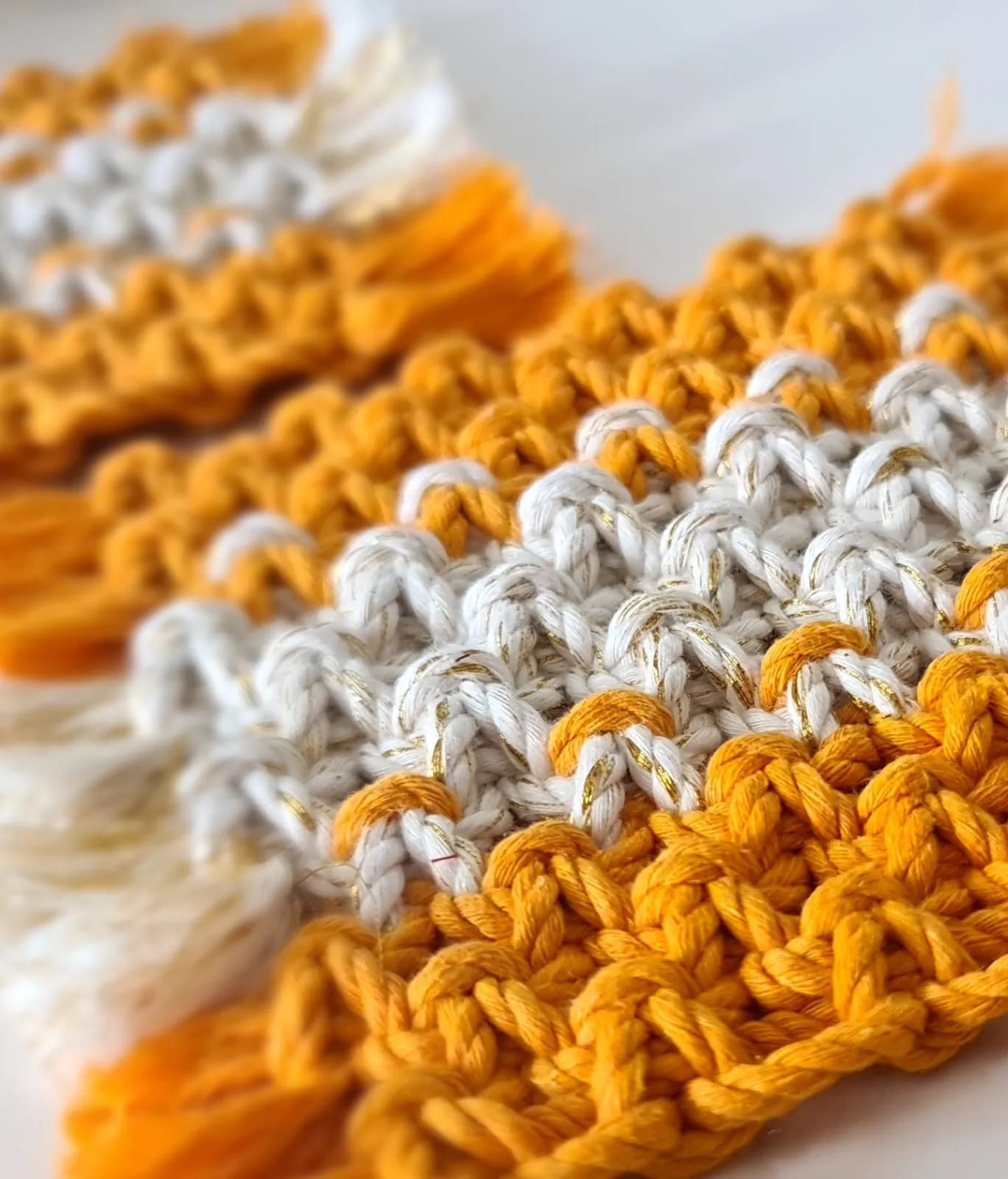 Orange & White Rectangle Shaped Coaster (Set of 2)